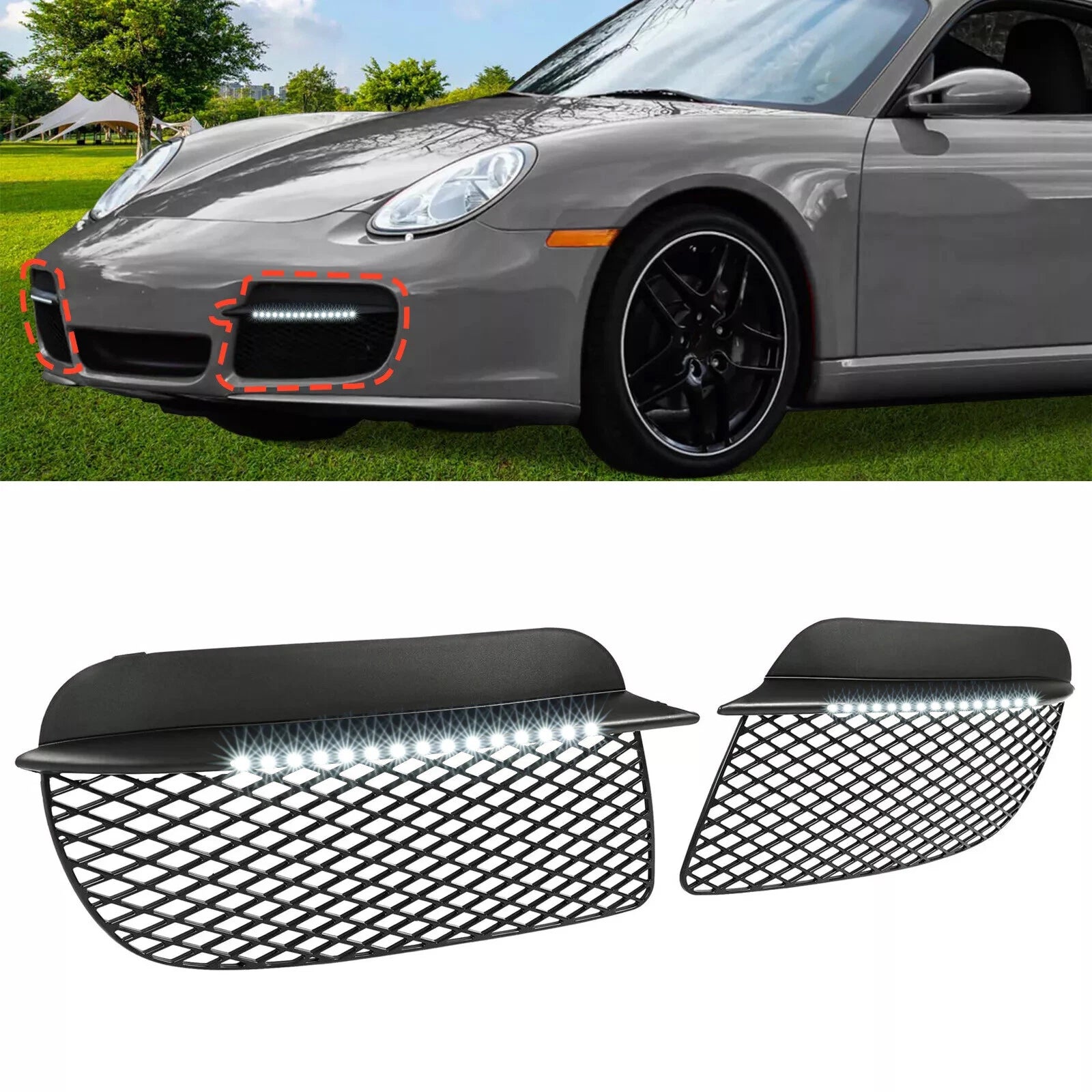 Fog Lights for Porsche Cayman (2006–2008) LED, Spars, Radiator Guards