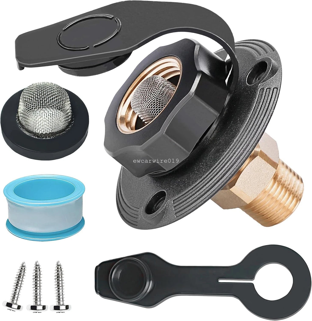 RV City Water Inlet Kit with Check Valve for RVs (Lead-free Brass)