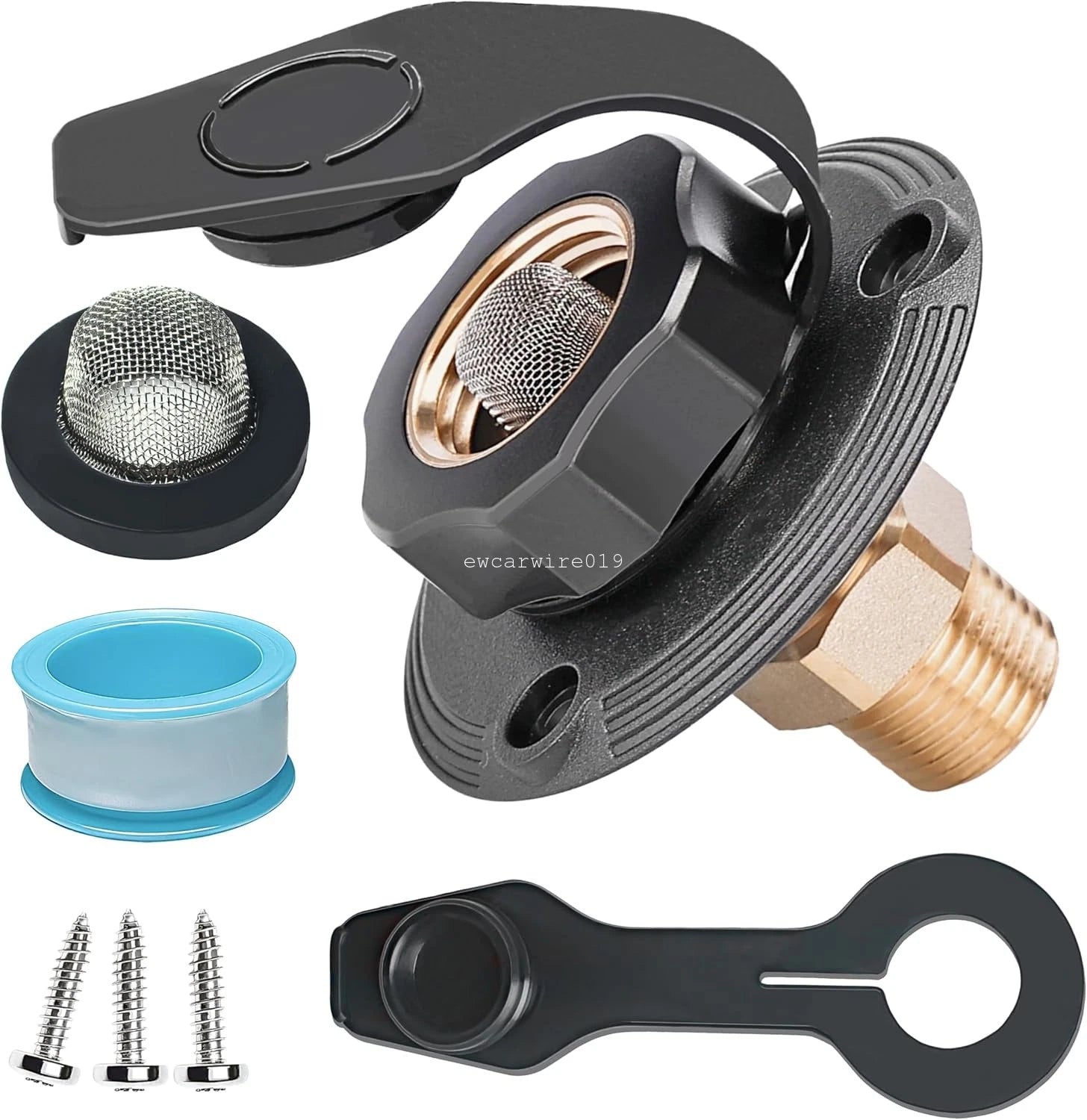 RV City Water Inlet Kit with Check Valve for RVs (Lead-free Brass)