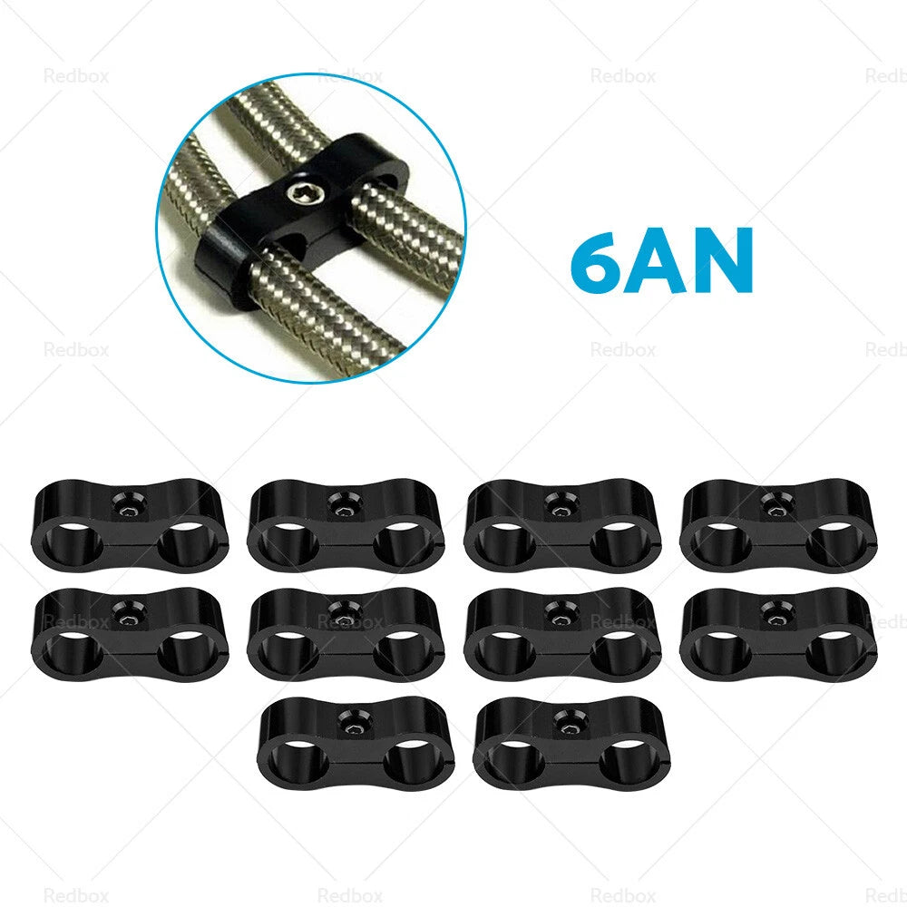 10x AN6 Nylon Braided Stainless Fuel Oil Line Hose Clamp for Universal