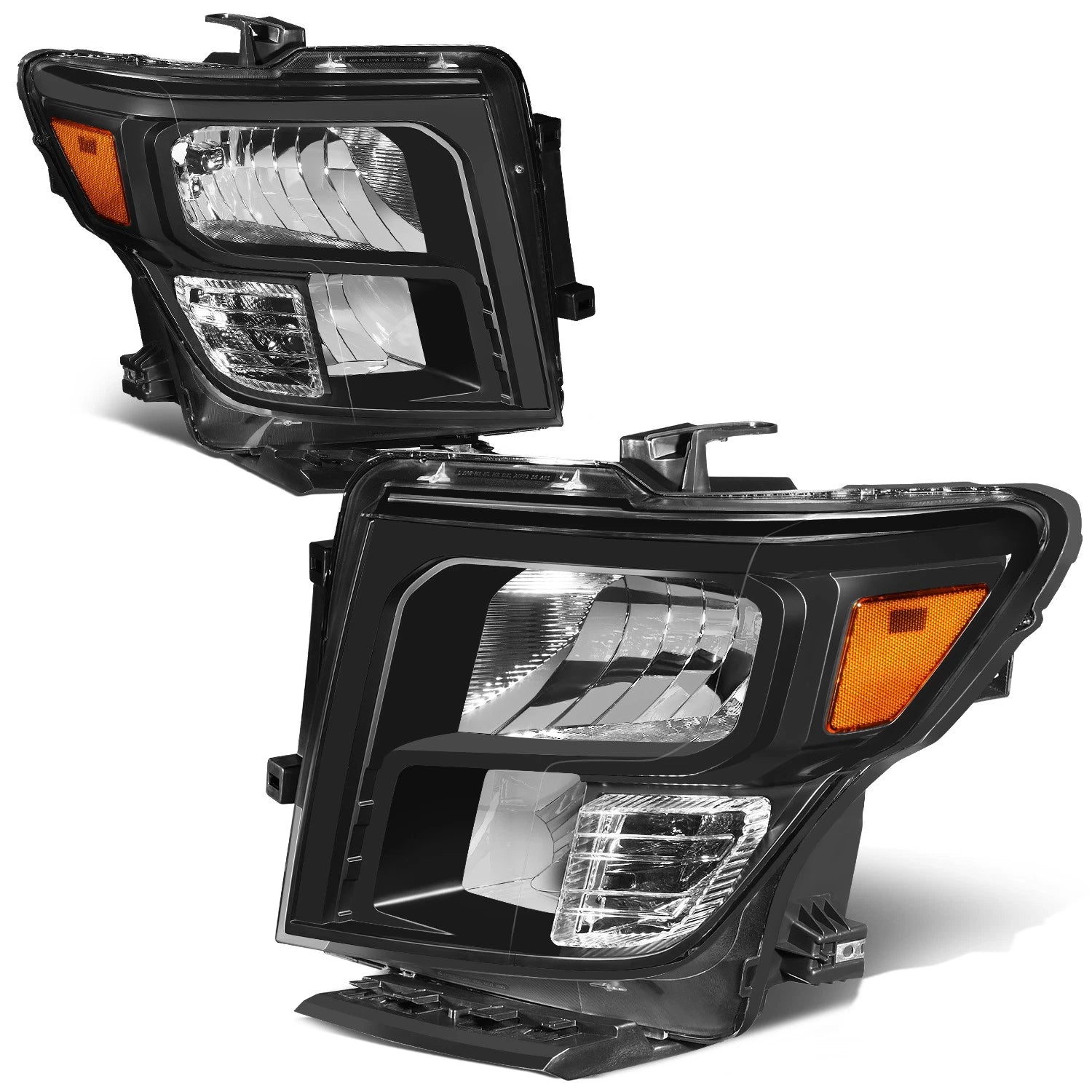 Headlight Lamps Assembly for Nissan Titan XD (2016–2024) Black/Amber