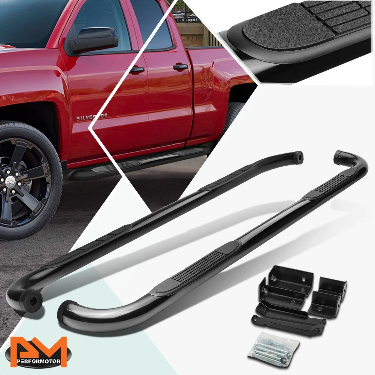 3" Side Step Nerf Bar Running Board for Silverado/Sierra Ext Cab (1999–2019)