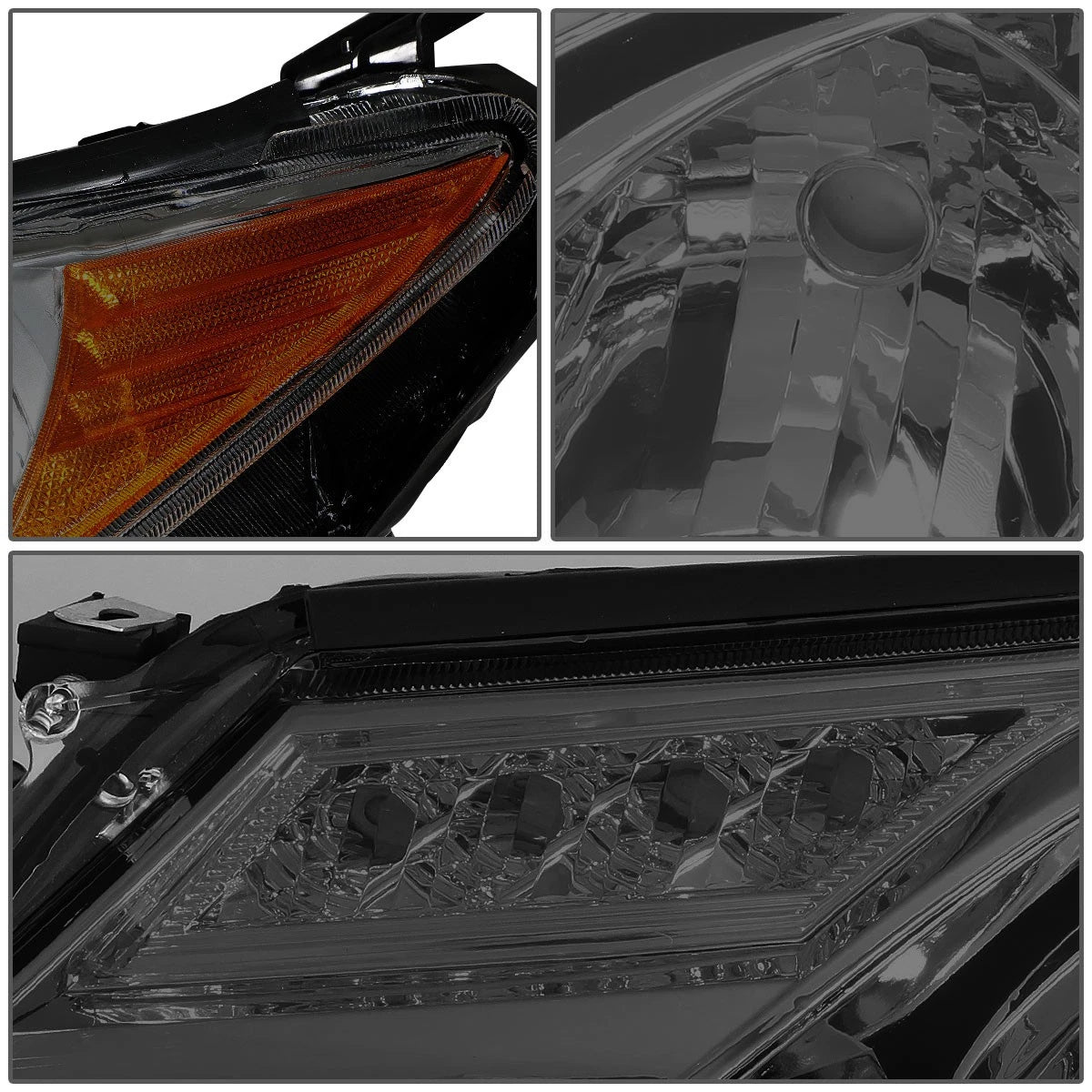 Pair of Smoked Housing Amber Corner Projector Headlights for Toyota RAV4 (2013–2015)