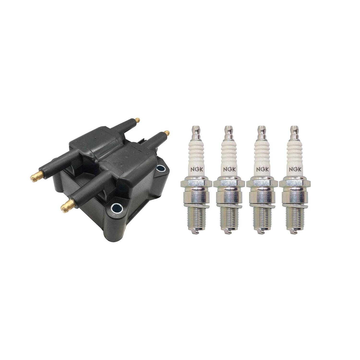 Set of 4 Hitachi Ignition Coils & NGK Spark Plugs for Dodge Neon/Stratus (1995–2005)