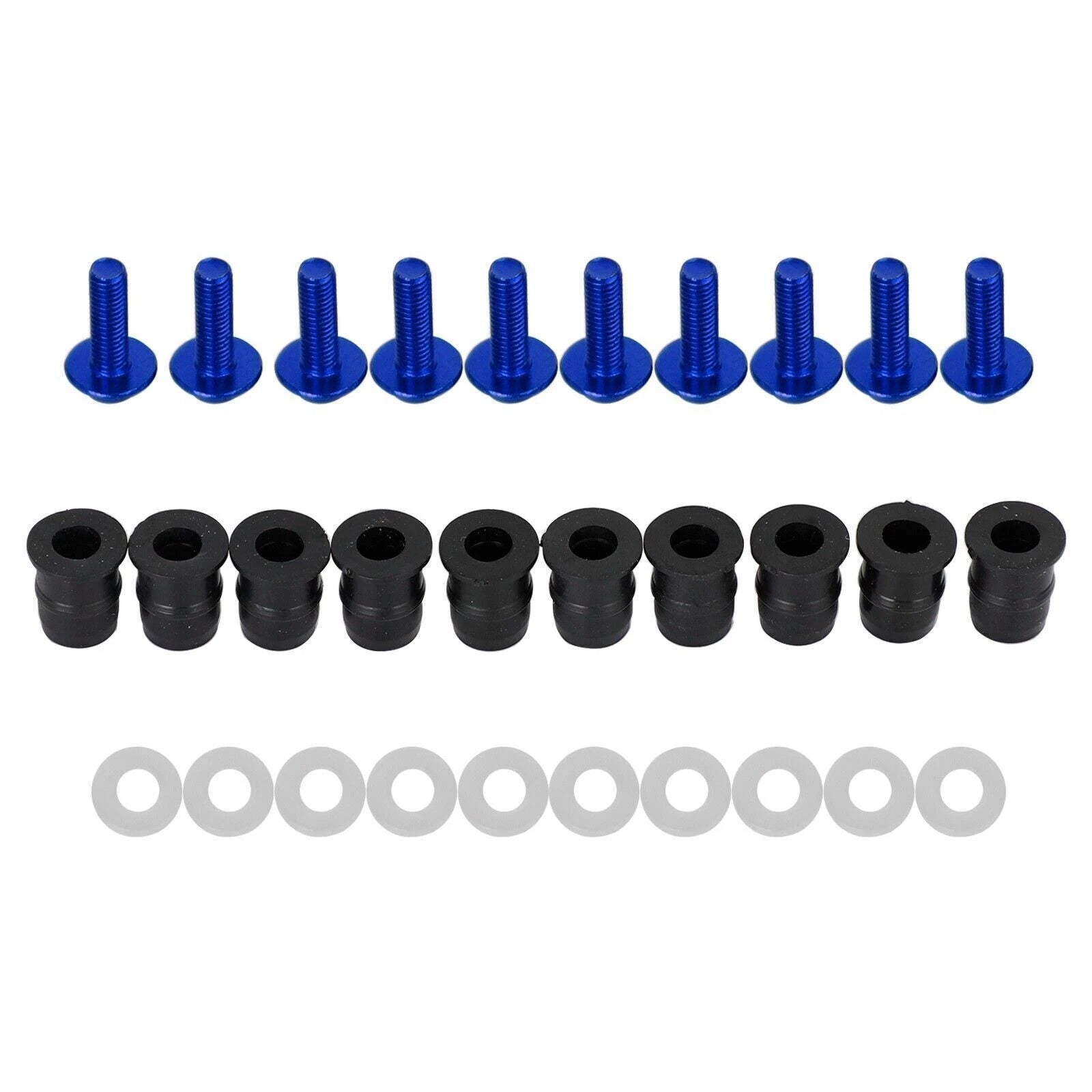 10X Motorcycle Wind Screen Shield Alu M5x16mm Screw Bolt Washers Kit Blue
