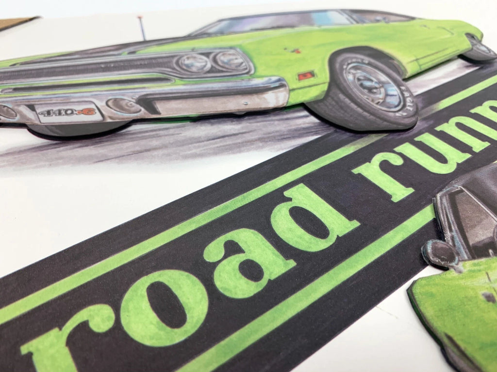 Custom Wood Sign Script Emblem for 1970 Plymouth Road Runner (1970–1970)