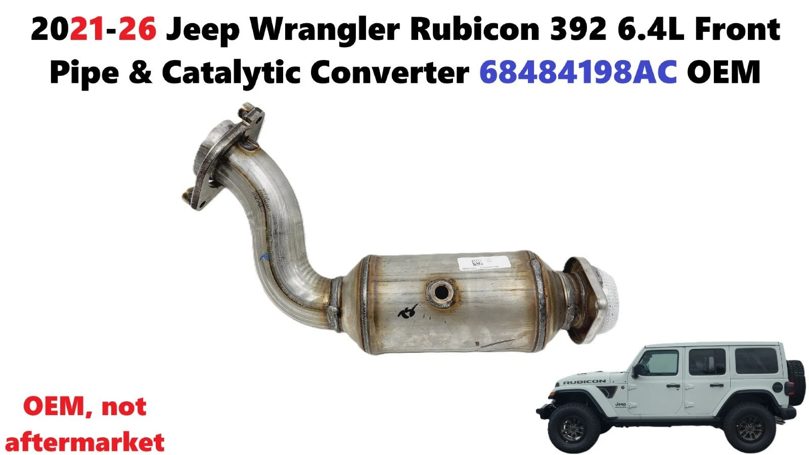 Front Pipe & Catalytic Converter for Jeep Wrangler Rubicon 392 (2021–2026) 68484198AC