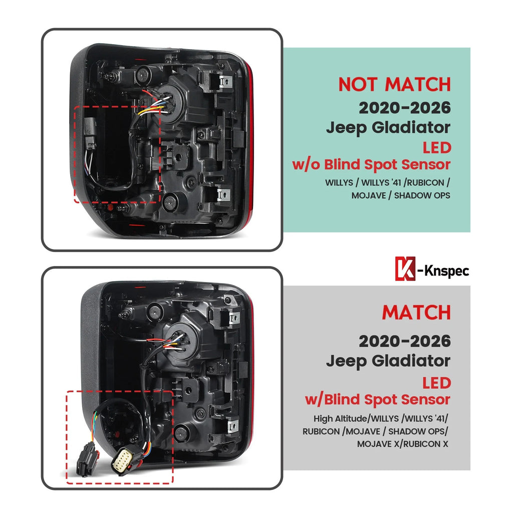 LED Tail Lights for Jeep Gladiator (2020–2026) W/BSD W/O Module Left+Right Pair
