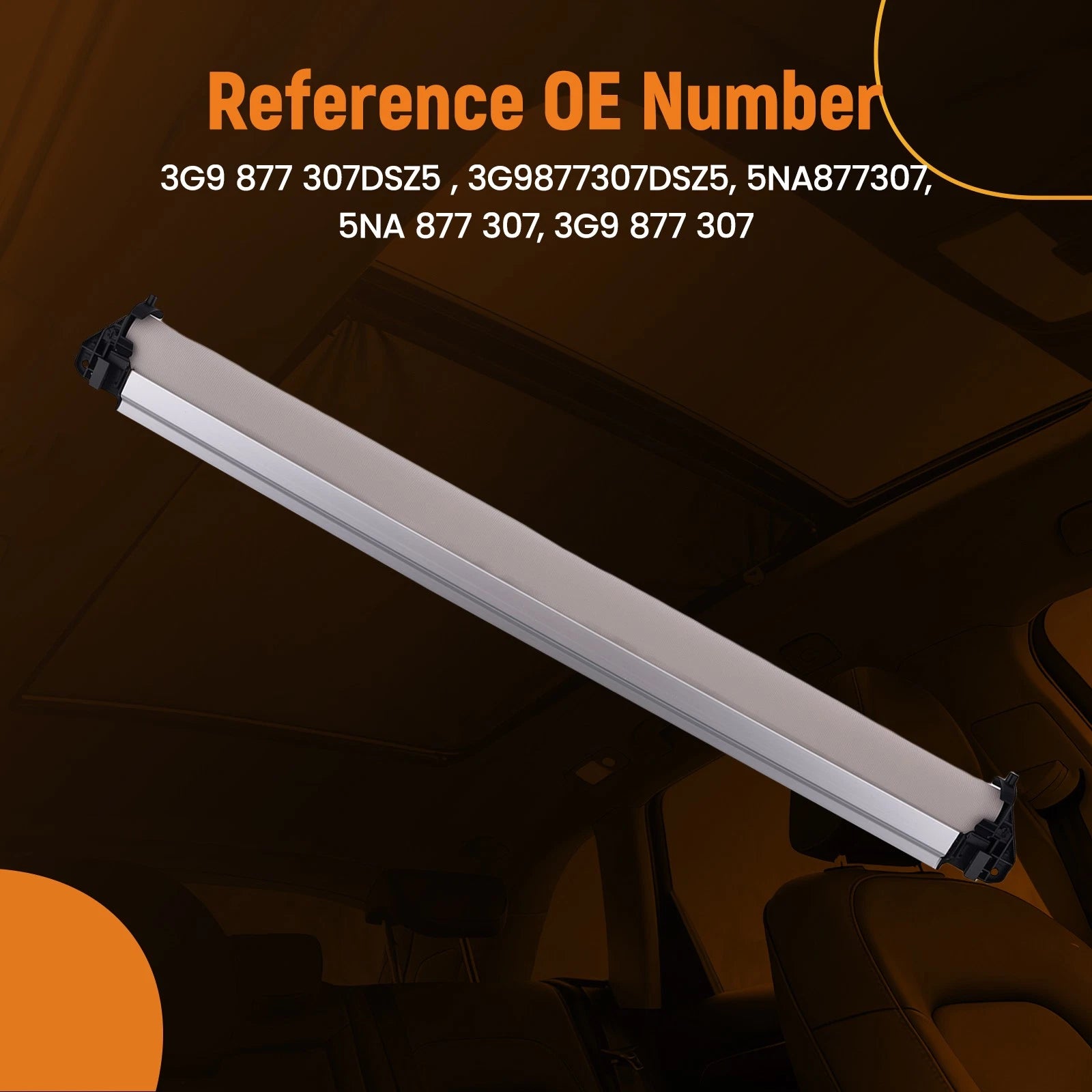 Gray Sunroof Curtain for VW Golf/SKODA Karoq (2017–2023) 3G9877307DSZ5
