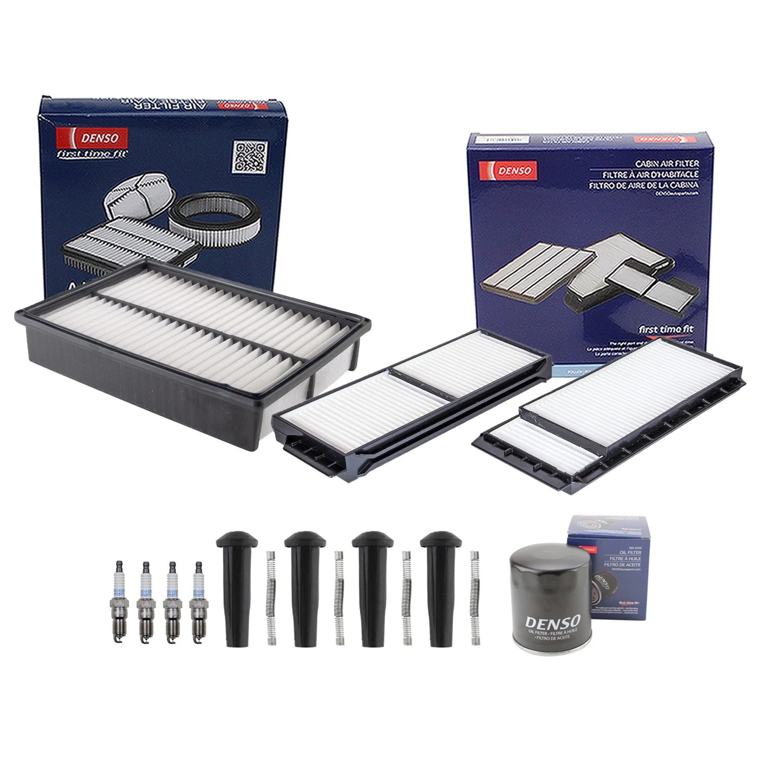 Denso Tune Up Kit 4 Spark Plugs & Boots for Mazda 3 GS GX i (2004–2005)