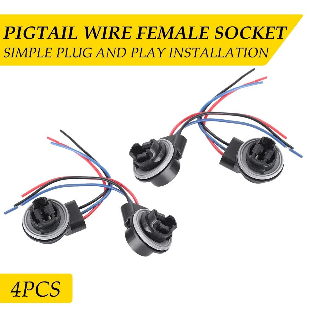 Set of 4 Pigtail Wire Socket Female 3157 S Harness Front Turn Signal Park for
