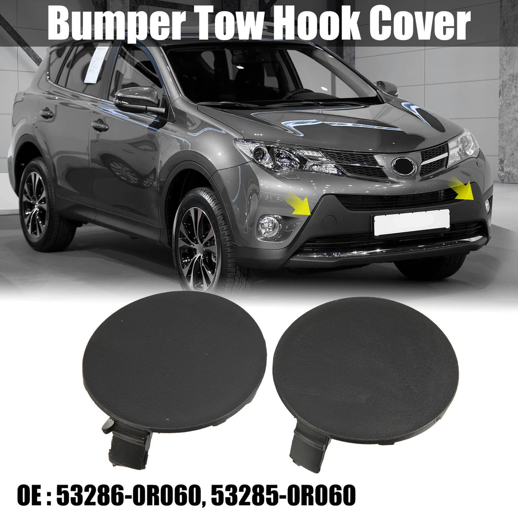 1 Pair Front Bumper Tow Hook Cover for Toyota RAV4 (53286-0R060, 53285-0R060)