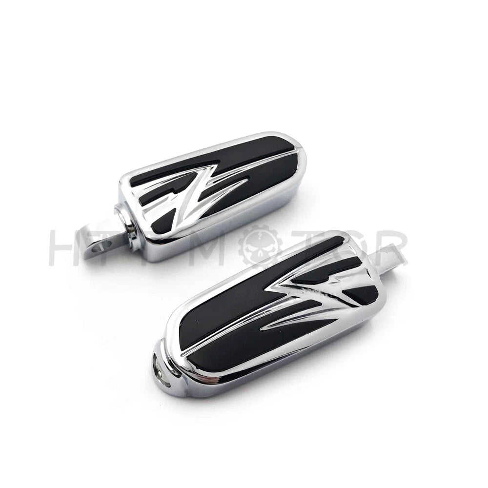 Chrome Lightning Flash Foot Pegs for Harley Touring Electra Glide Softail Dyna (1990–2023)
