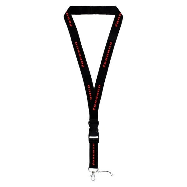 Licensed Keychain Lanyard for Ford Bronco Red Logo on Black (2021–2024)