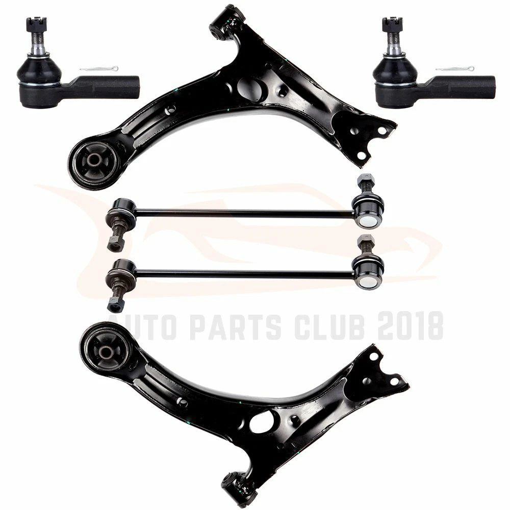 Set of 6 Front Lower Control Arms & Tie Rods for Toyota Matrix & Pontiac Vibe (2003–2008)