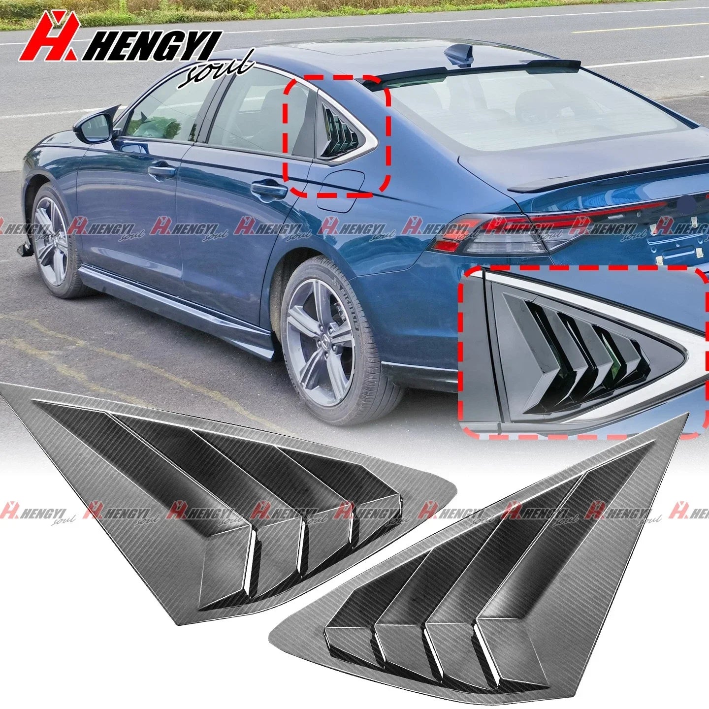 2x Rear Side Window Louver Shutter Cover for Honda Accord