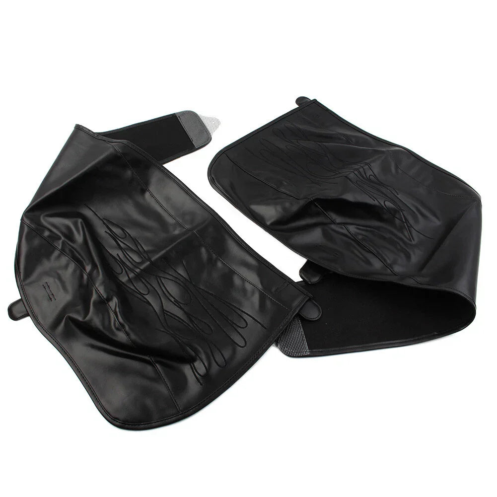 Black PU Leather Flame Rear Trike Fender Bra for Harley Tri Glide (2014-2023)