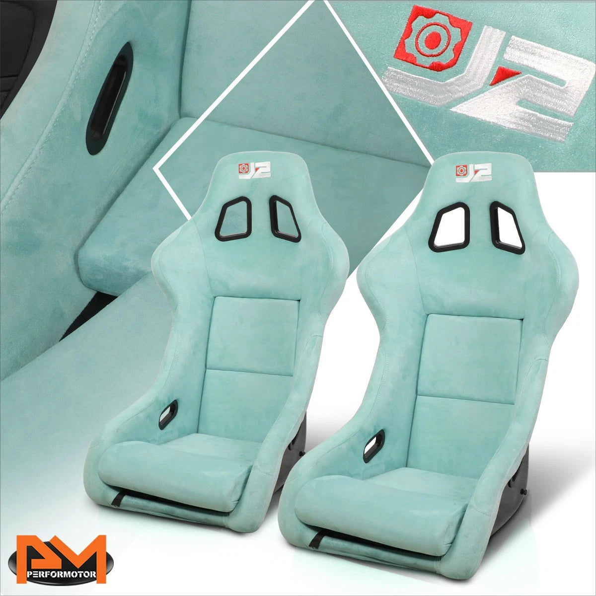 Pair of J2 Medium Size Fiberglass Racing Bucket Seats for Universal Fit (No Year)