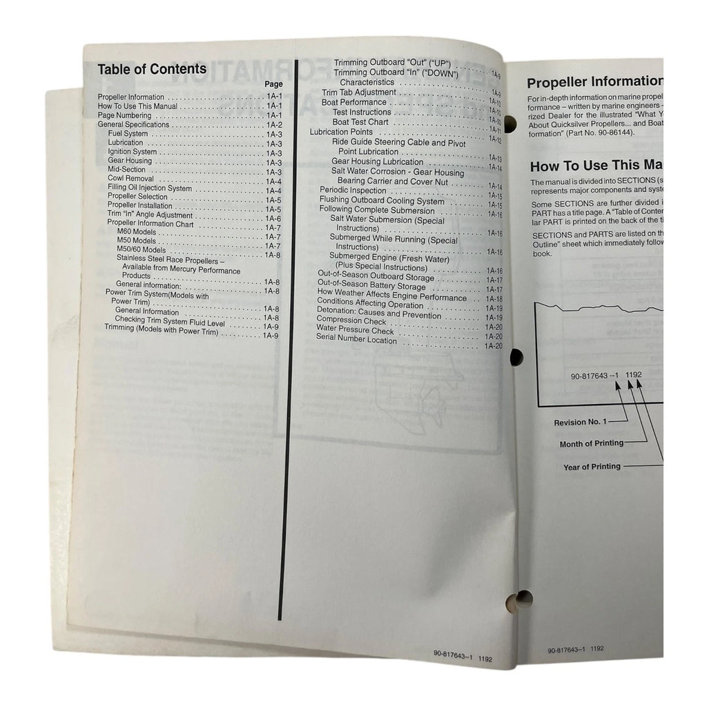 Service Manual for Mercury Mariner Outboards (1990–1992) 90-817643--1 1192