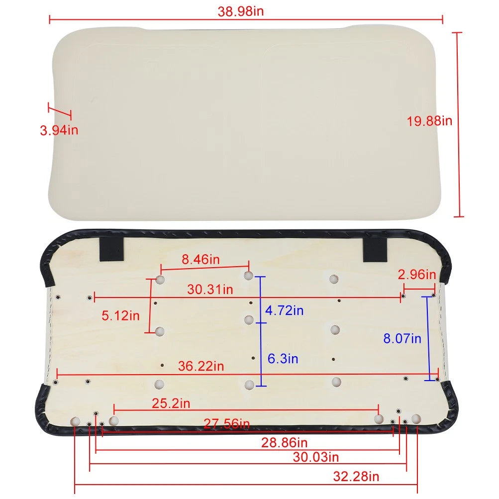 Front Seat Cushion for E-Z-GO TXT Golf Cart (White)