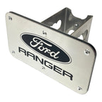 Trailer Hitch Cover Plug for Ford Ranger (2011–2018) Brushed Metal 2in Receiver