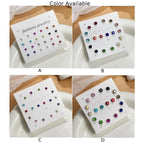 Set of 2 Multicolor Geometric Zircon Earrings with Resin Packaging