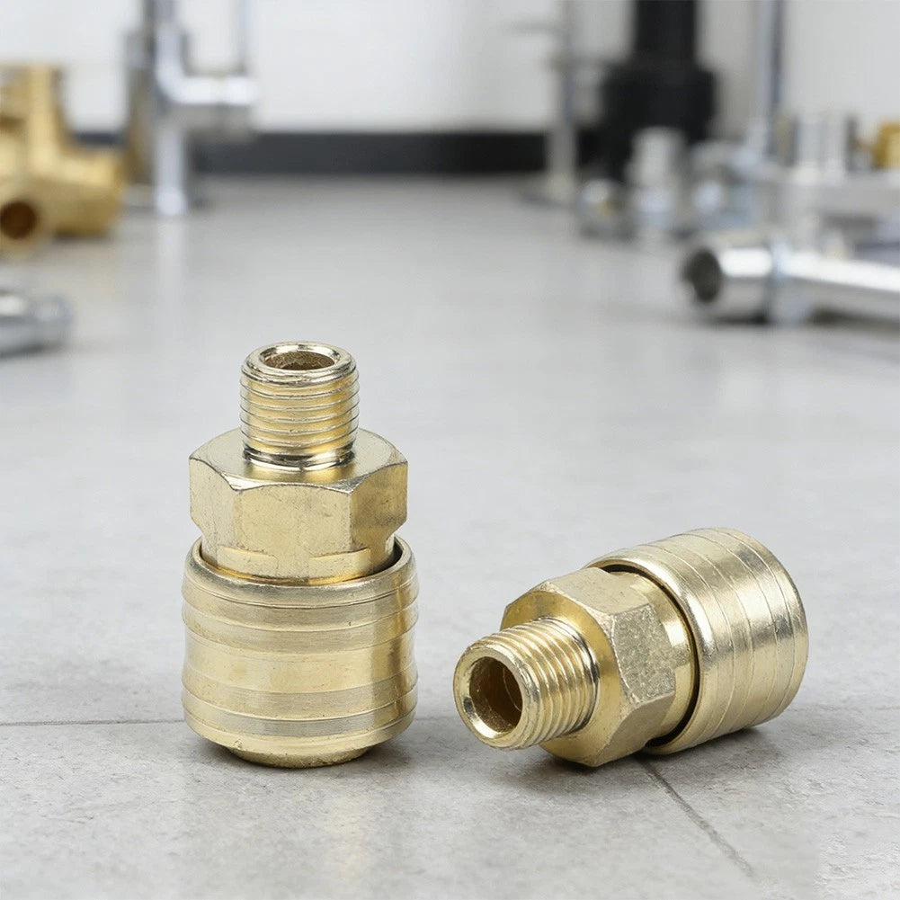 2pcs Air Tool Quick Coupling Brass with 1/4 Inch Male Thread for BSP Connection