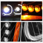 Pair of LED DRL Dual Projector Headlights for Freightliner Columbia (2004–2017)