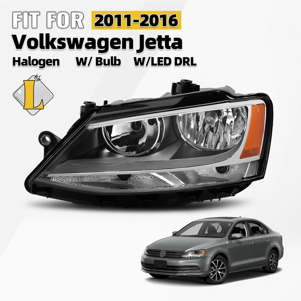 Halogen Headlight with Bulb for Volkswagen Jetta Sedan (2011–2016)