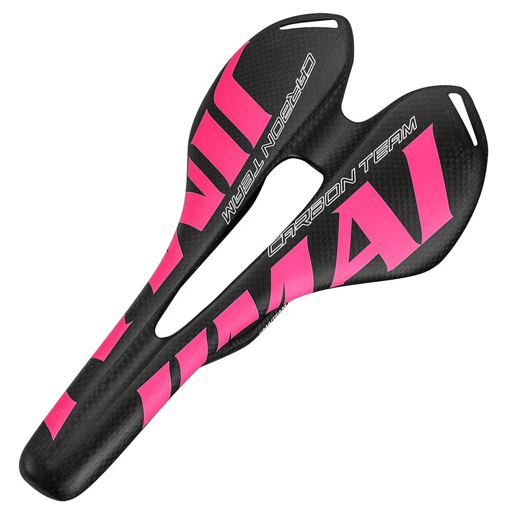 Bicycle Seat Saddle for Mountain Bike Road Bike (Carbon Fiber, Pink)