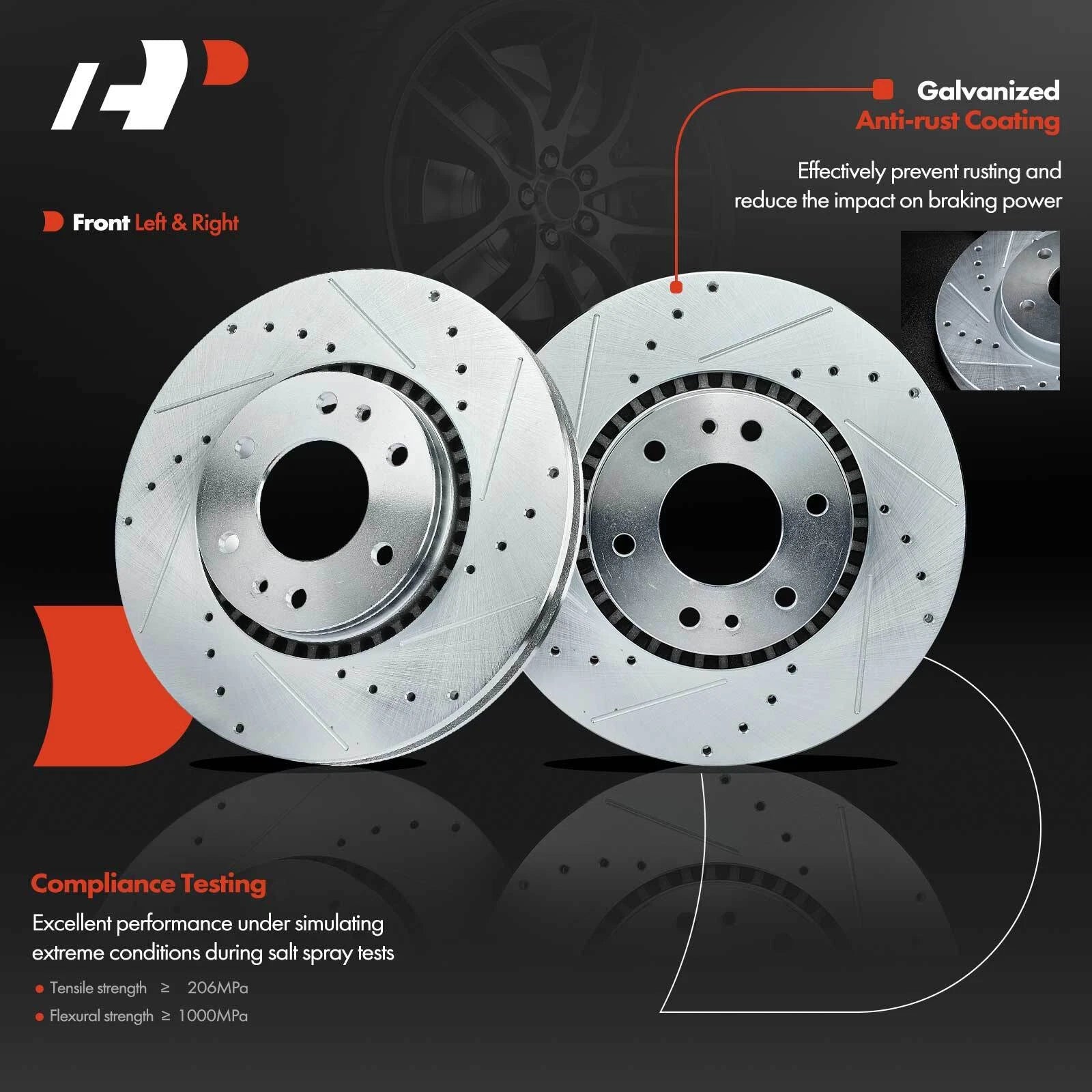 Front Drilled & Slotted Brake Rotors & Pads for Chevrolet