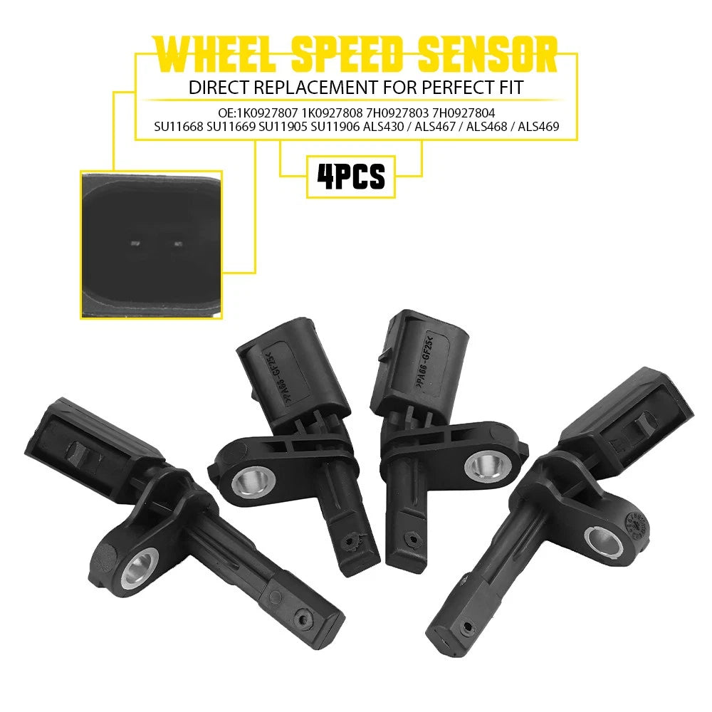 Set of 4 ABS Wheel Speed Sensors for Audi VW Beetle Jetta Golf Passat (2006–2016)