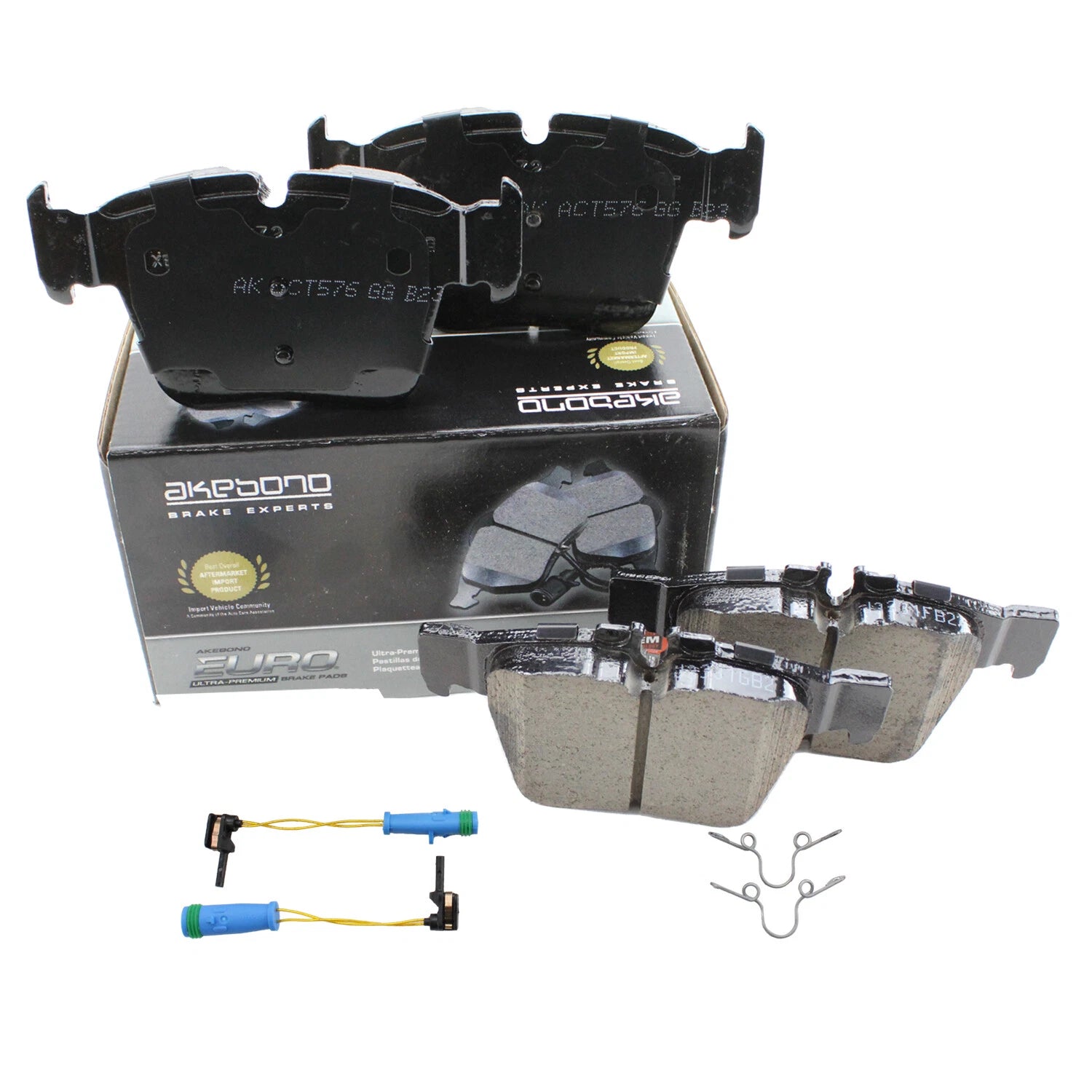 Set of 4 Akebono EURO Rear Ceramic Disc Brake Pads with Sensors for Mercedes-Benz W205 (2015–2023)