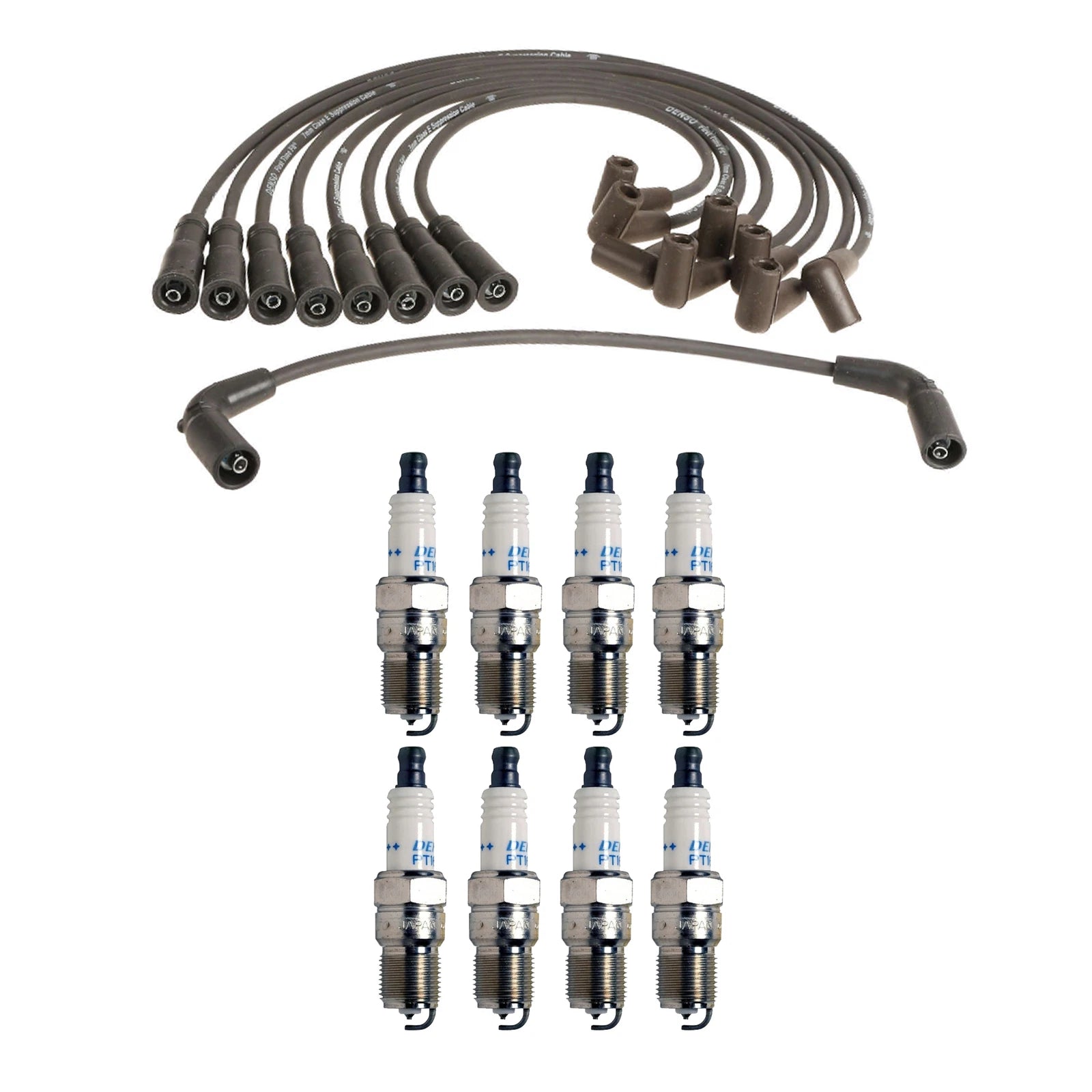 Denso 7mm Wire Set & 8 Double Platinum Spark Plugs for Chevy GMC V8