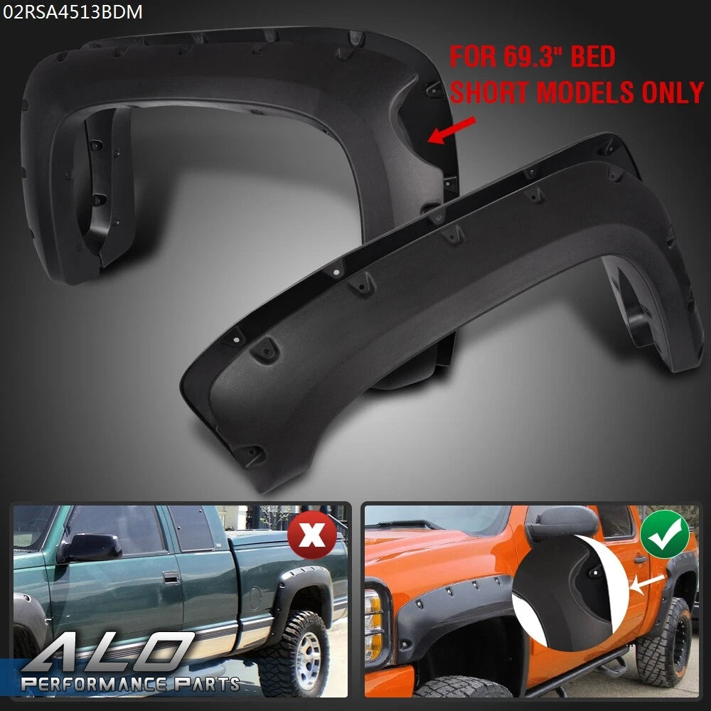 Set of 4 Pocket Rivet Style Fender Flares for Silverado 1500