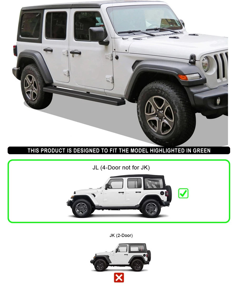 Running Boards for Jeep Wrangler JL (2018-2026) - 5in Matte Black