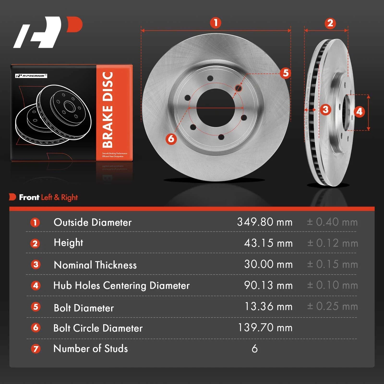 Front Side Disc Brake Rotors for Infiniti QX56 (2007–2010)