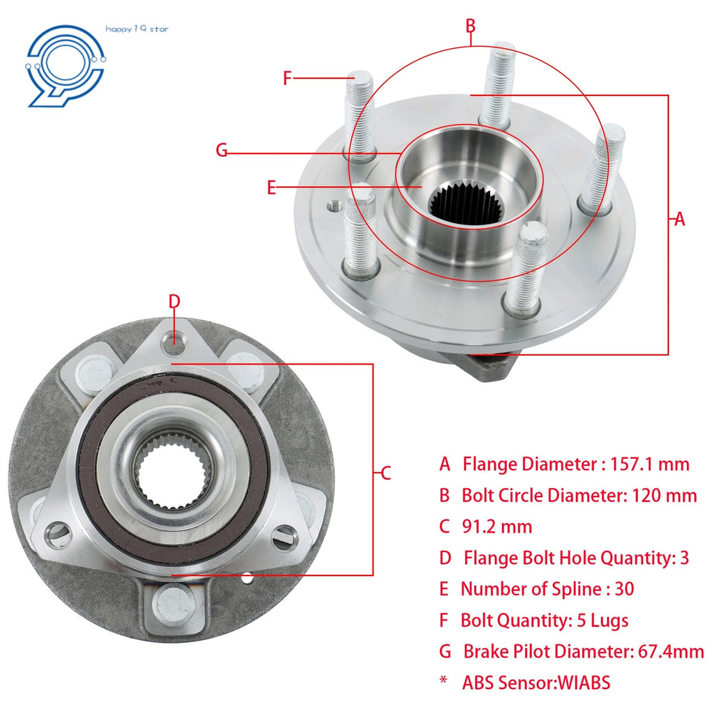 Front Wheel Hub Bearing for Cadillac CTS XTS (2018-2019) 5 Stud