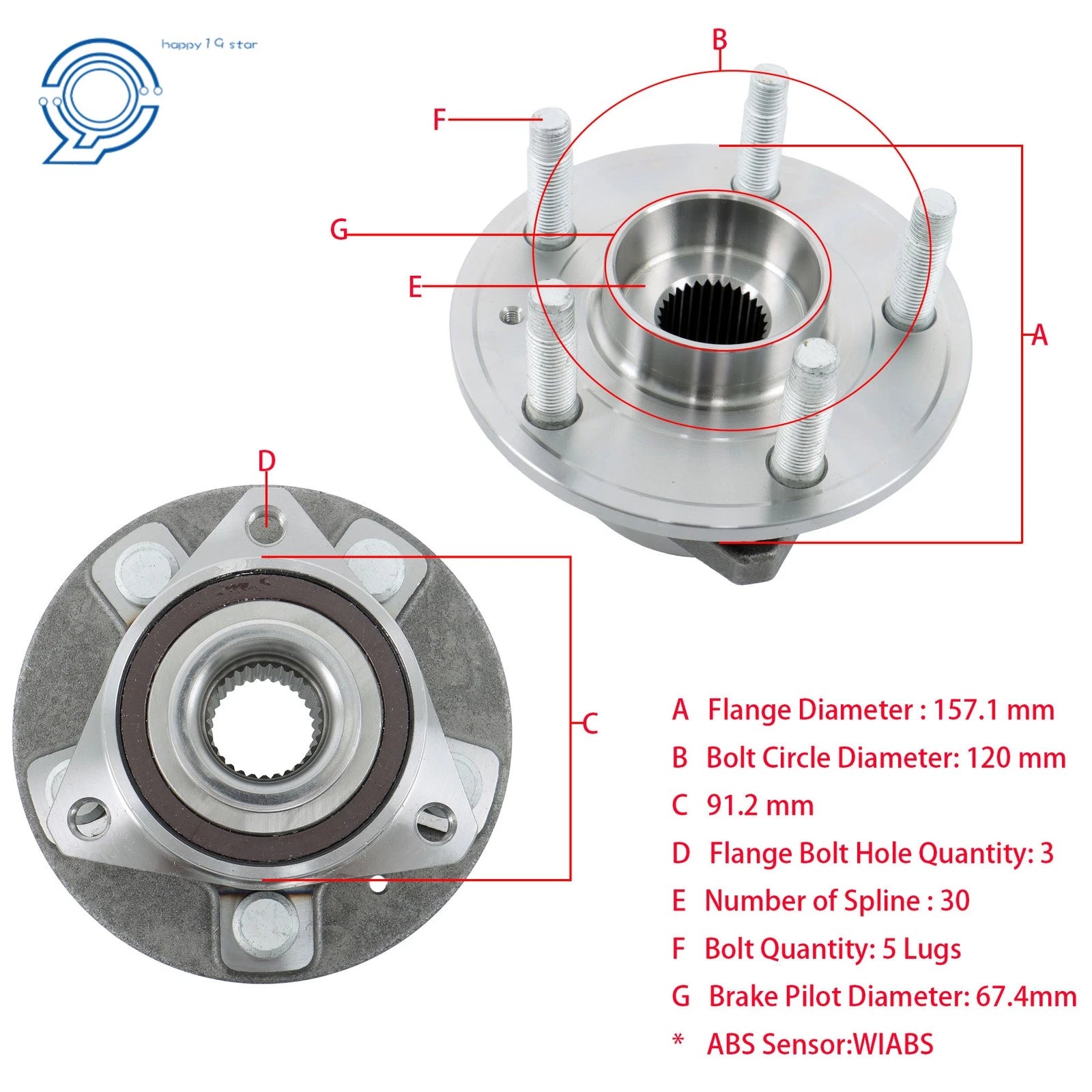 Front Wheel Hub Bearing for Cadillac CTS XTS (2018-2019) 5 Stud