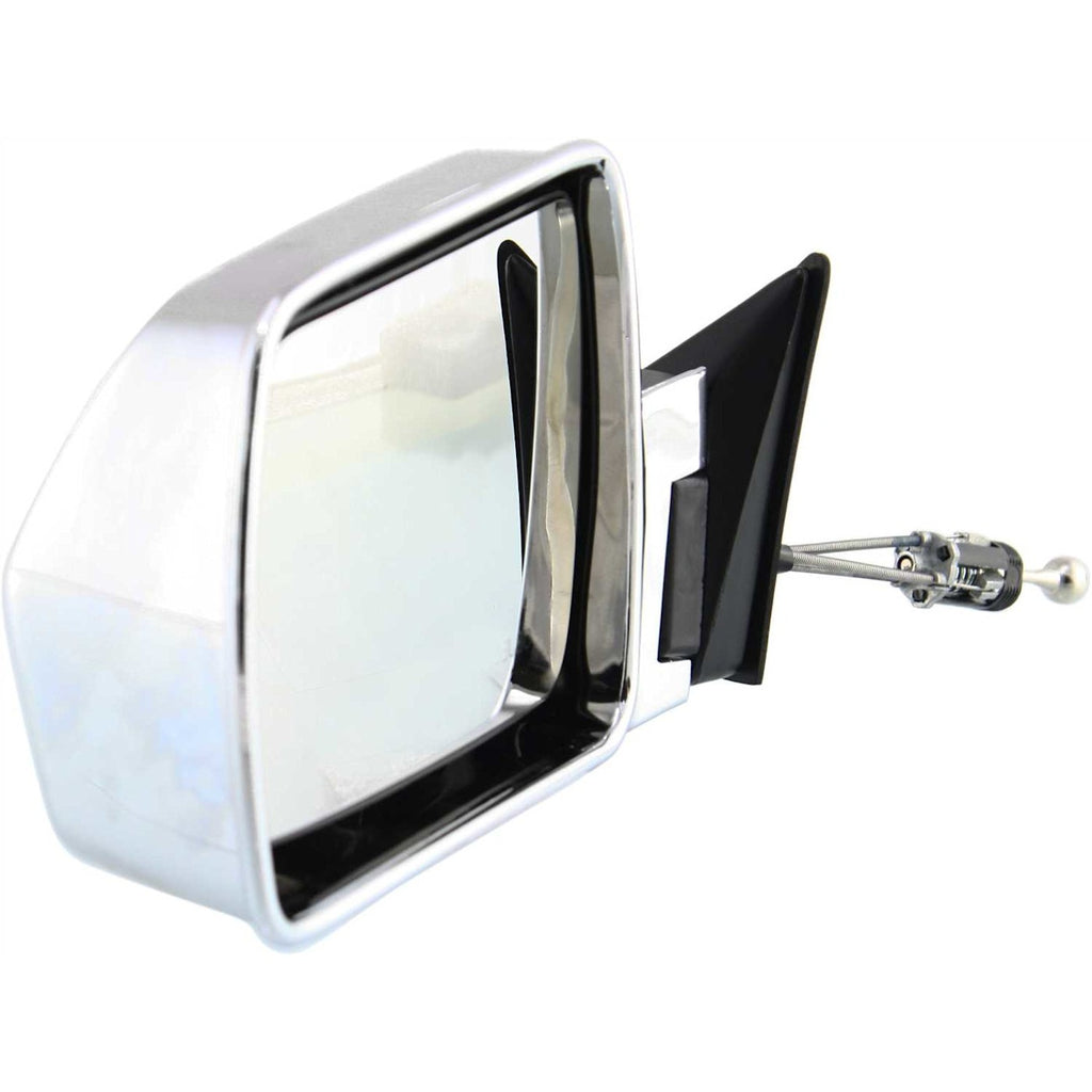 Manual Remote Mirror for Jeep Cherokee (1984–1996) Chrome Black Base