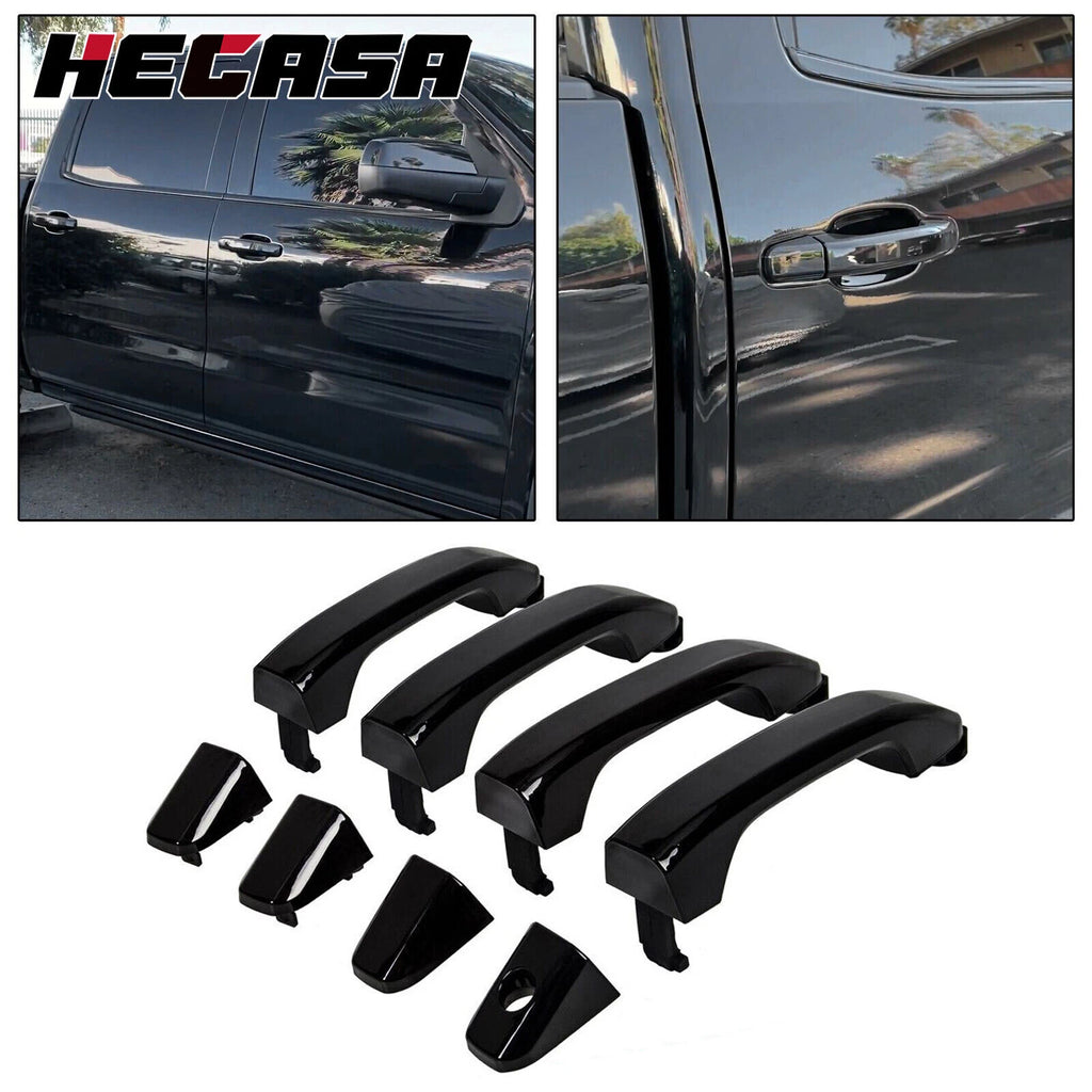 Set of 4 Door Handles for Silverado Sierra (2014–2019) Gloss Black Painted