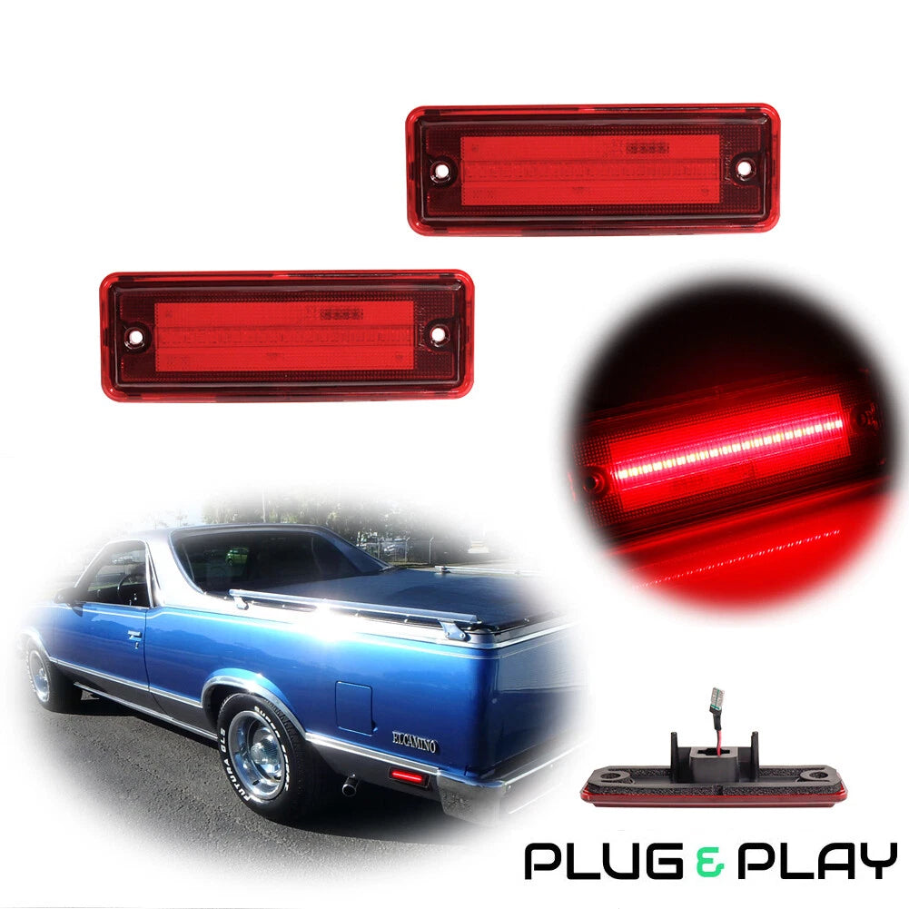 Red Lens Rear Side Marker Reflector Lamps for El Camino, Caballero, Malibu (1978–1987)