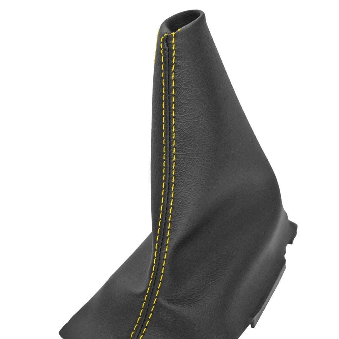 Manual Shift Boot for Ford Fiesta (2011–2019) Yellow Stitch PVC Leather
