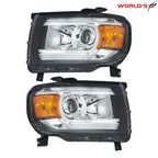 Set of 2 Front Headlights for GMC Canyon (2015–2022) Halogen with LED DRL Chrome