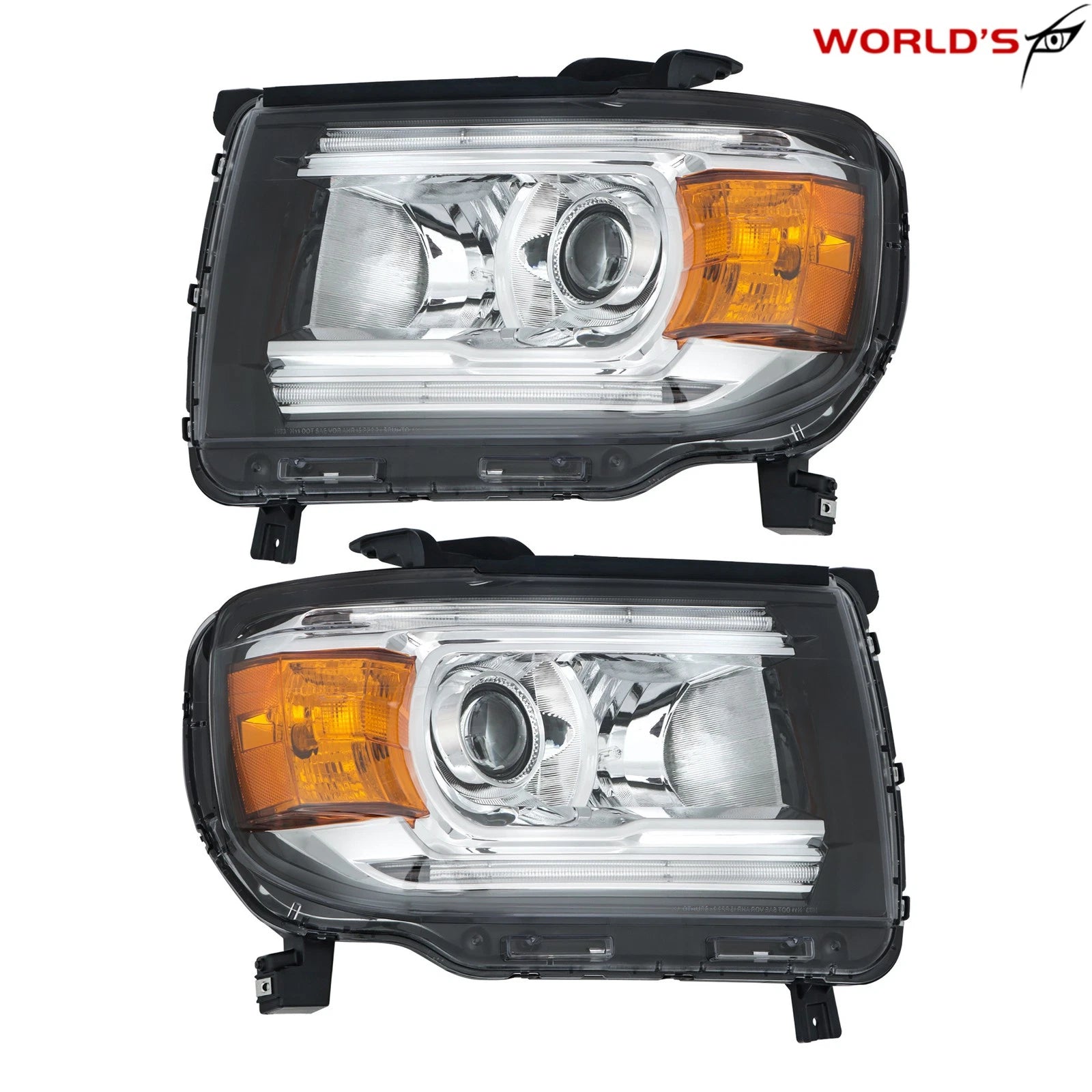 Set of 2 Front Headlights for GMC Canyon (2015–2022) Halogen with LED DRL Chrome