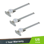3PCS 6 Inch Dial Caliper Stainless Steel Shockproof Gauge for Automotive