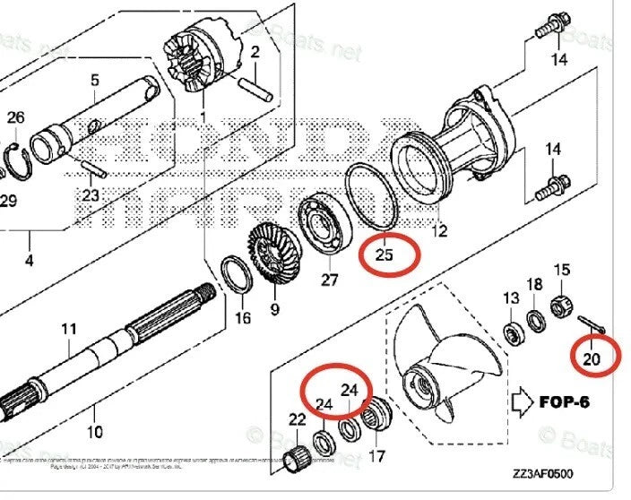 Lower Unit Oil Seal & O-Ring Set for Honda Outboard Engine (91252-ZW4-003, 91352-ZZ3-000)