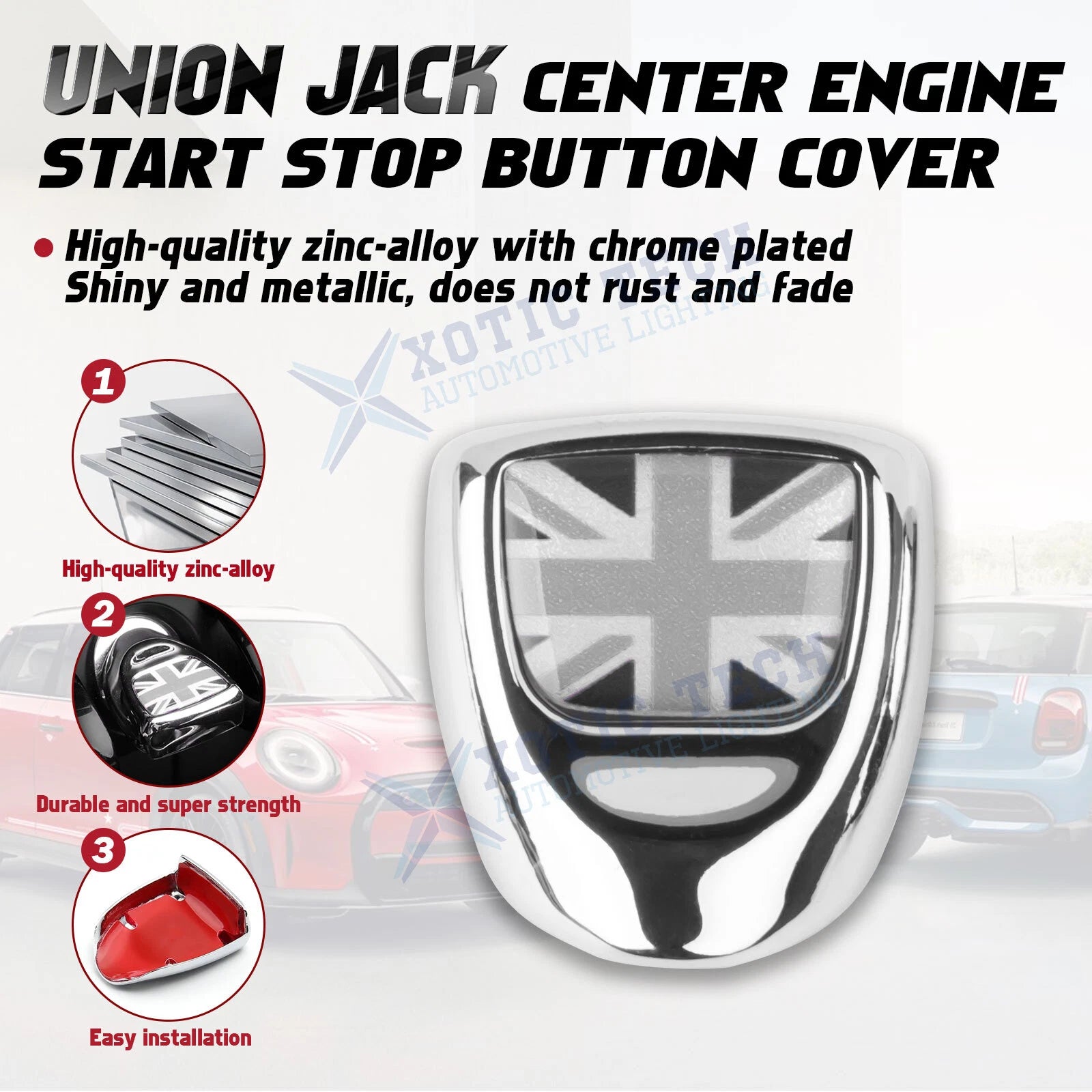 Union Jack Engine Start Stop Button Cover Trim for Mini Cooper (2014-2021)