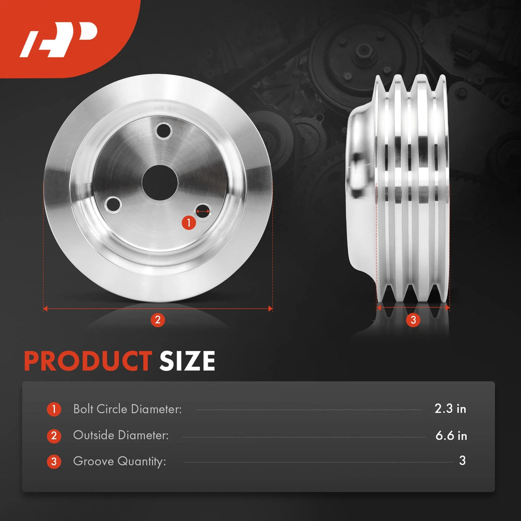 Triple-Groove Crankshaft Pulley for Chevy SBC V8 (1969–1985)