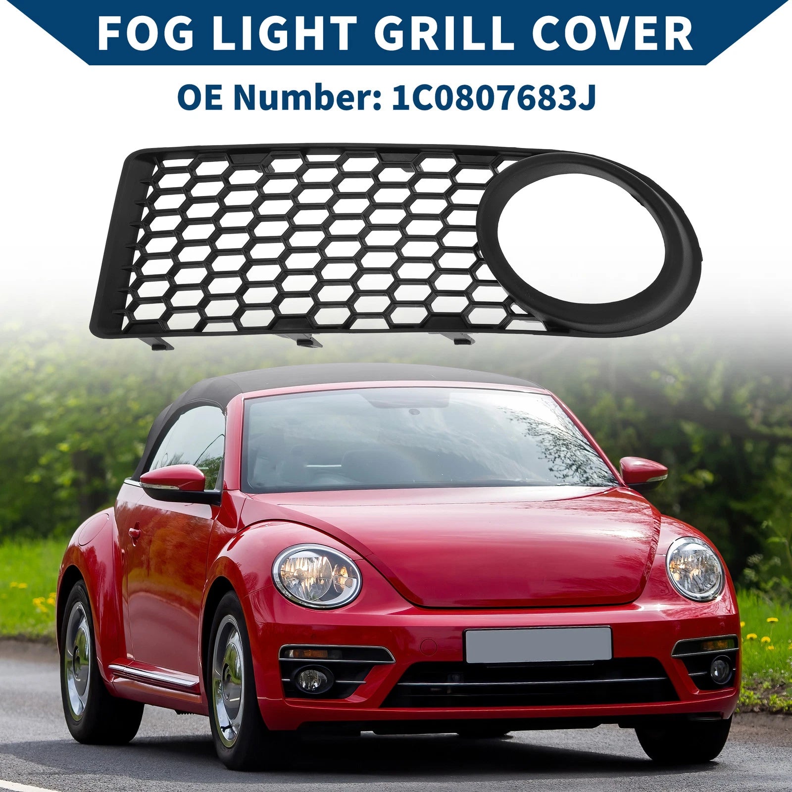 1pc Fog Light Grill for Volkswagen Beetle (2006–2010) No. 1C0807683J